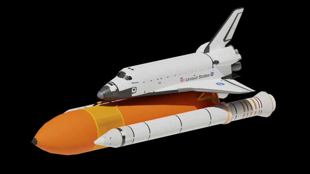 Space Shuttle Side Boosters And Fuel Tank LOW POLY preview image 1